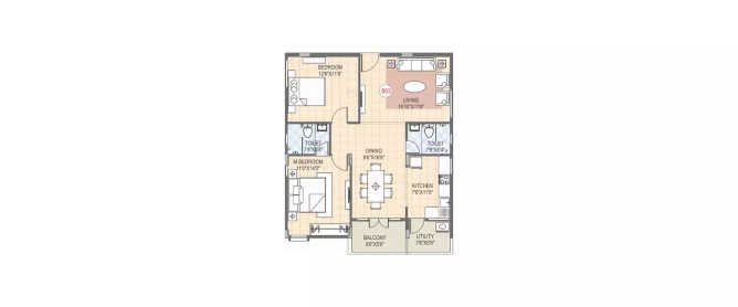 Puraniks Magnificent Bali Ghodbunder Road - Floor plan 2 BHK 548 Sq.ft
