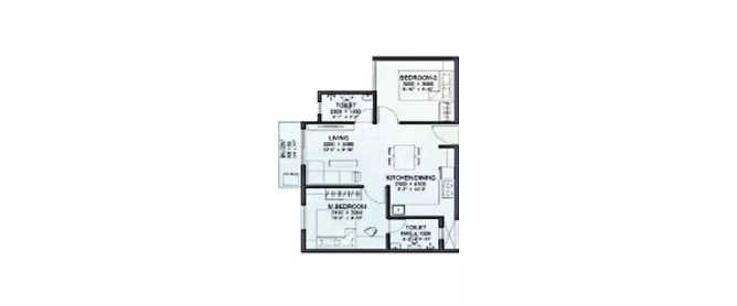 Sowparnika Indradhanush Hoskote - Floor plan 2 BHK 850 Sq.ft