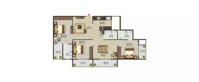 Sowparnika Pragati Volagerekallahalli - Floor plan 3 BHK 1639 Sq.ft
