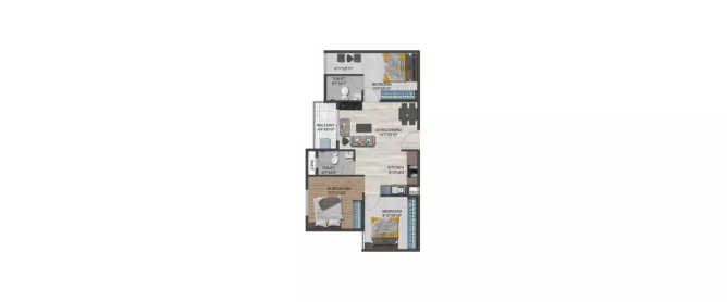 Sowparnika Flamenco Sarjapura - Floor plan 3 BHK 971 Sq.ft