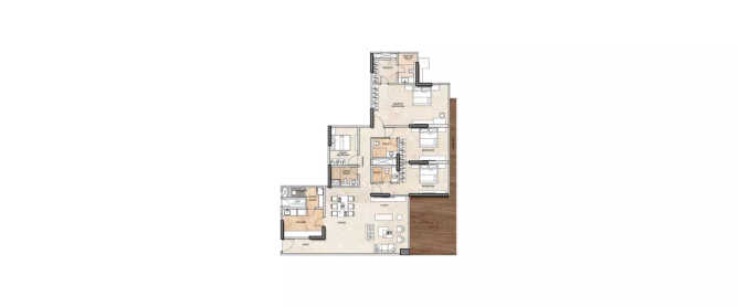 Kohinoor Square Altissimo Dadar - Floor plan 3.5 BHK 1896 Sq.ft