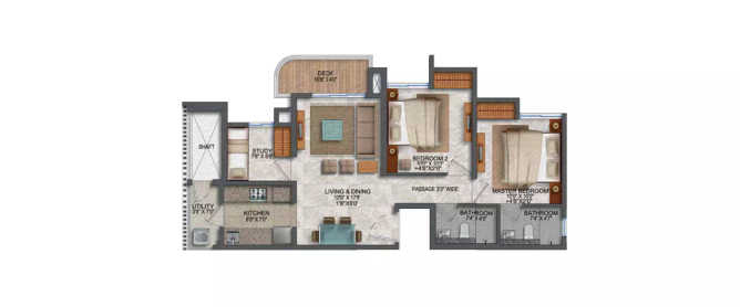 Lodha Smart Buy Dombivali - Floor plan 3 BHK 679 Sq.ft