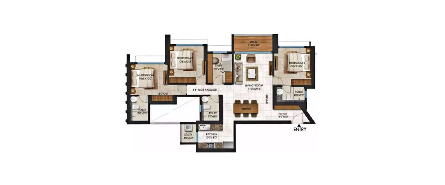 Floor plan for 3.5 BHK