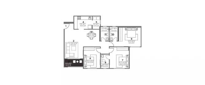 Hiranandani Chancery Devanahalli - Floor plan 3 BHK 1170 Sq.ft