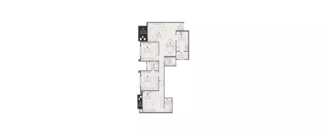 Hiranandani Evita Akshaya Nagar - Floor plan 3 BHK 1245 Sq.ft