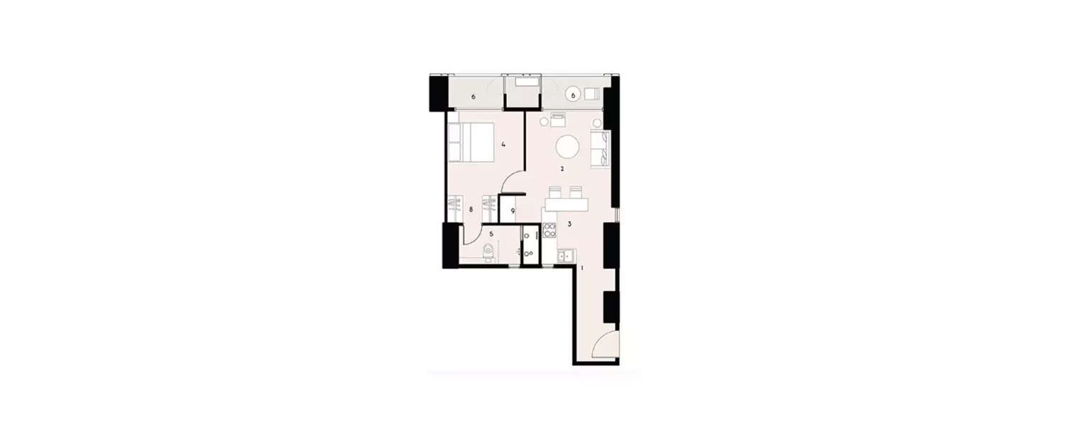 Floor plan for 1 BHK