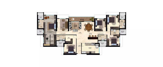 Runwal Aspen Mulund - Floor plan 5 BHK 2060 Sq.ft
