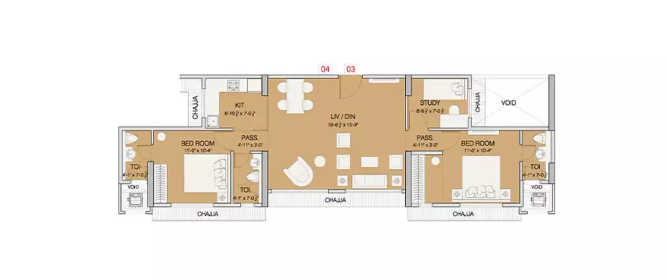 Ruparel Celestia Mulund - Floor plan 2 BHK 828 Sq.ft