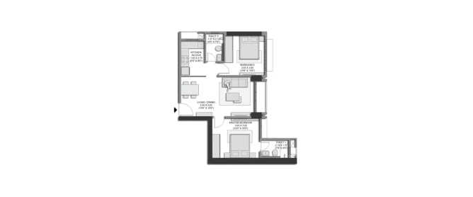 Transcon Tinseltown Andheri - Floor plan 2 BHK 557 Sq.ft