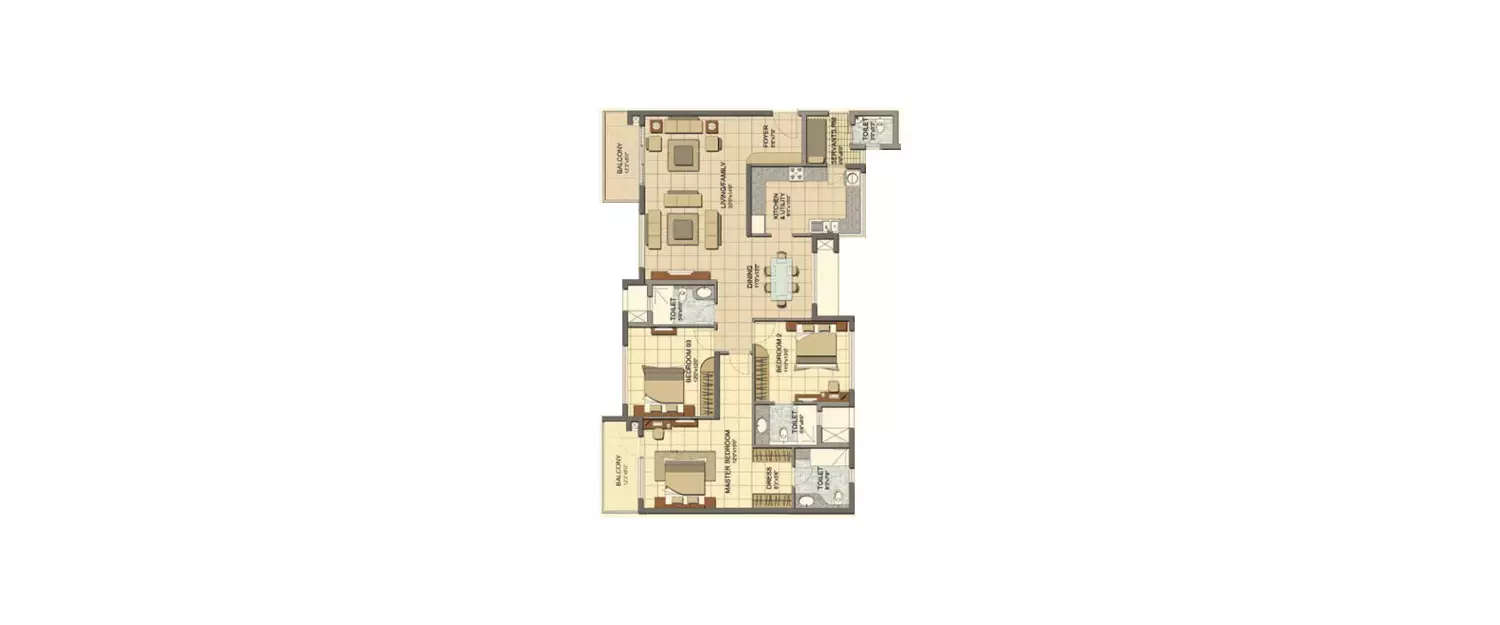 Floor plan for 3 BHK