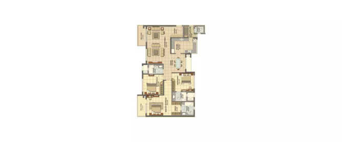 Prestige Lakeside Habitat Whitefield - Floor plan 3 BHK 1486 Sq.ft