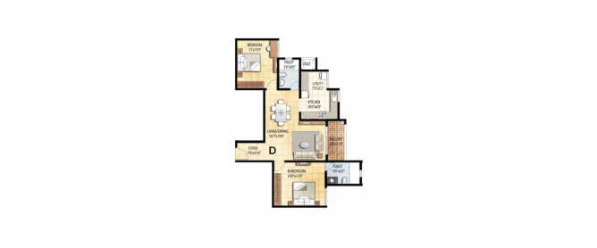 Prestige Falcon City Kanakapura - Floor plan 2 BHK 859 Sq.ft