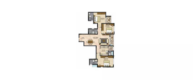 Prestige Botanique Mavalli - Floor plan 3 BHK 1190 Sq.ft