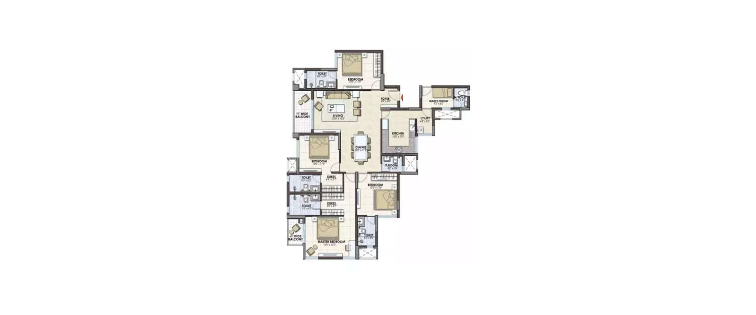 Floor plan for 4 BHK