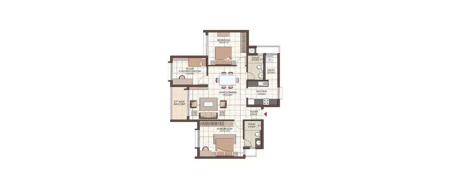 Floor plan for 2.5 BHK