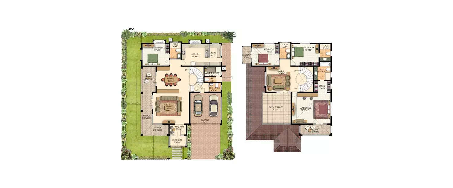 Floor plan for 4 BHK
