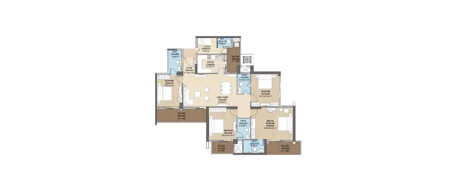 Floor plan for 4 BHK