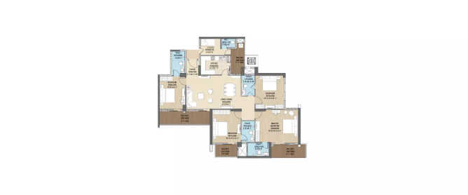 Ajmera Green Acres Kalena Agrahara - Floor plan 4 BHK 1977 Sq.ft