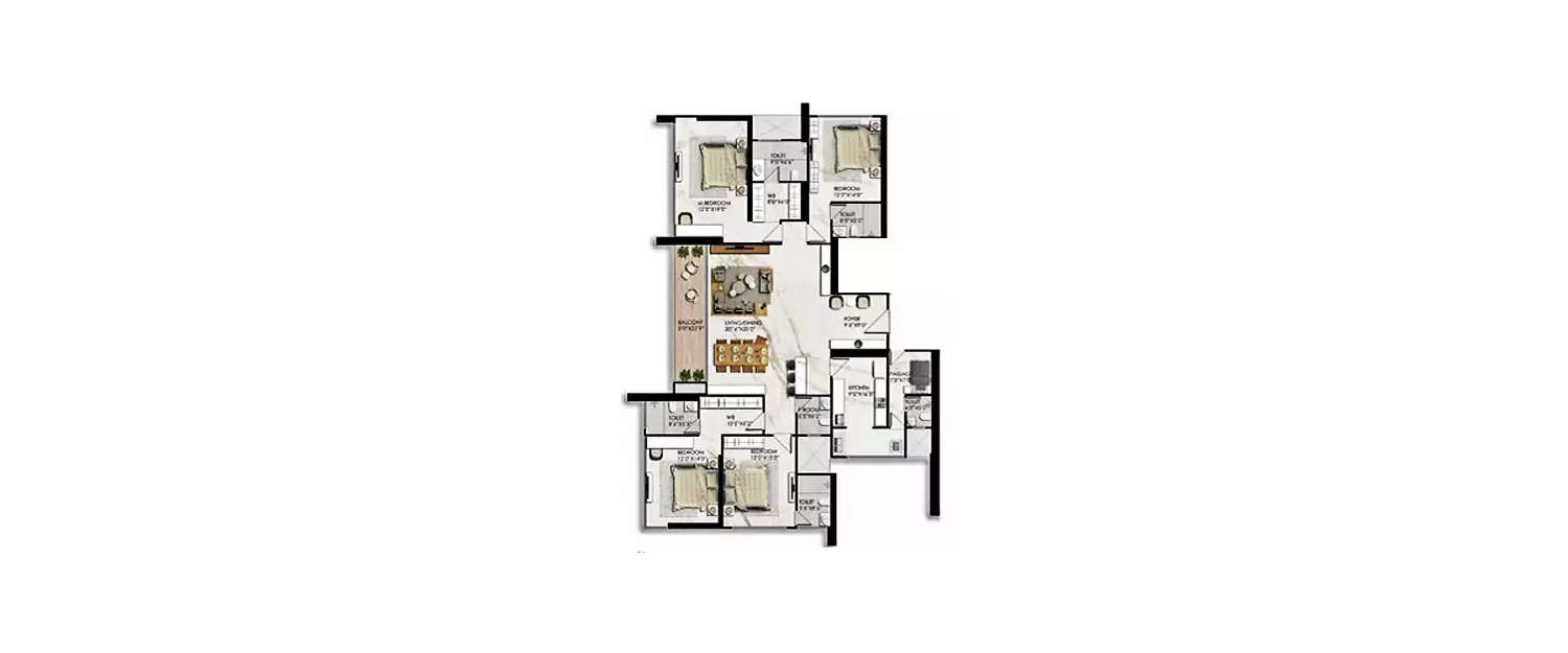 Floor plan for 4 BHK