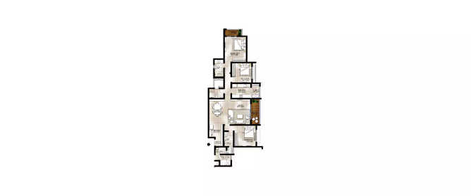 Prestige Meridian Park Sarjapura - Floor plan 3 BHK 1265 Sq.ft