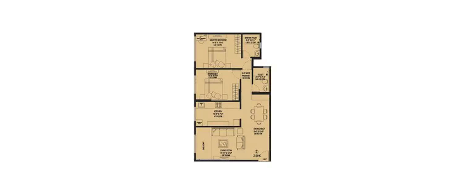 Floor plan for 2 BHK