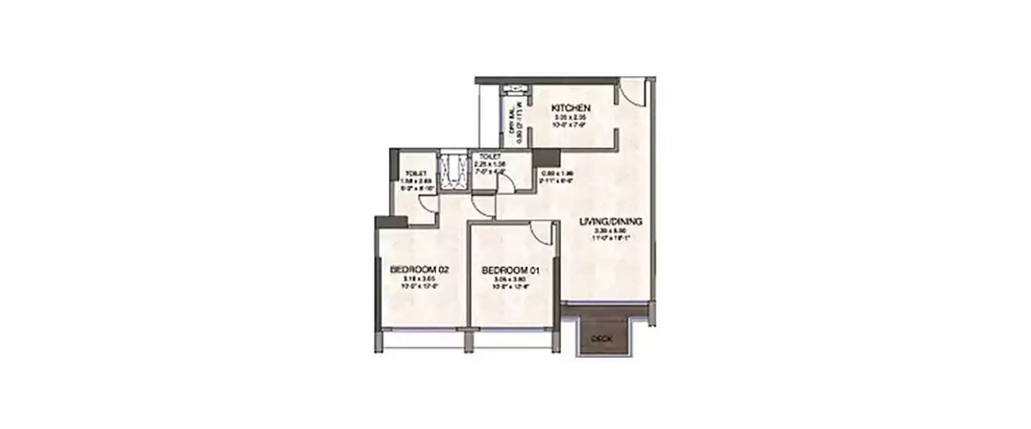 Floor plan for 2 BHK