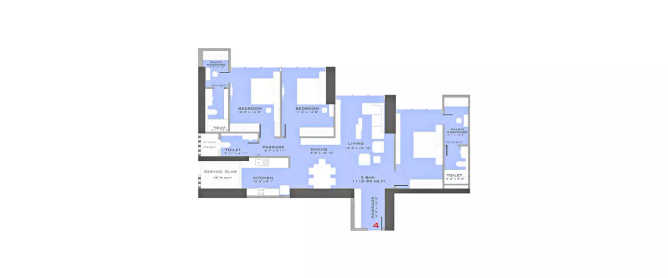Ruparel Ariana Parel - Floor plan 3 BHK 1413 Sq.ft