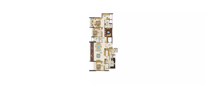 Peninsula Heights JP Nagar - Floor plan 3 BHK 2830 Sq.ft