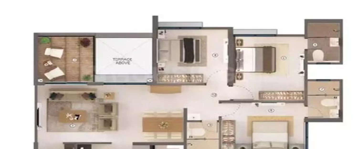 Floor plan for 3 BHK