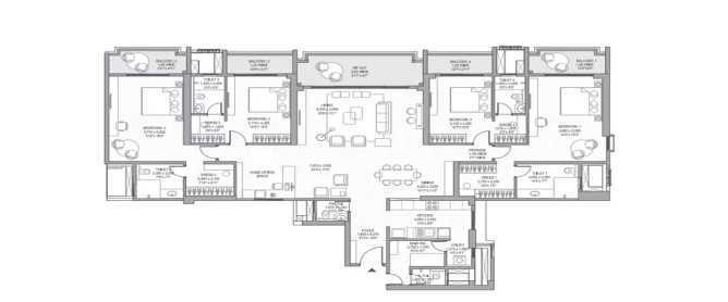 Raheja Stellar Undri - Floor plan 4 BHK 2685 Sq.ft