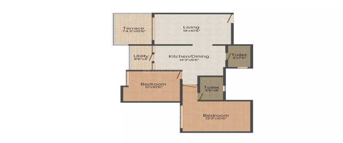 ACME Selene Undri - Floor plan 2 BHK 948 Sq.ft