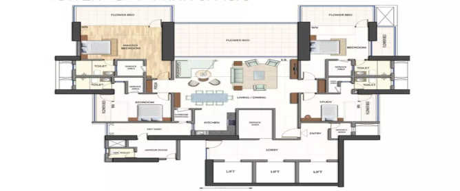 Omkar Alta Monte Malad - Floor plan 4 BHK 3300 Sq.ft