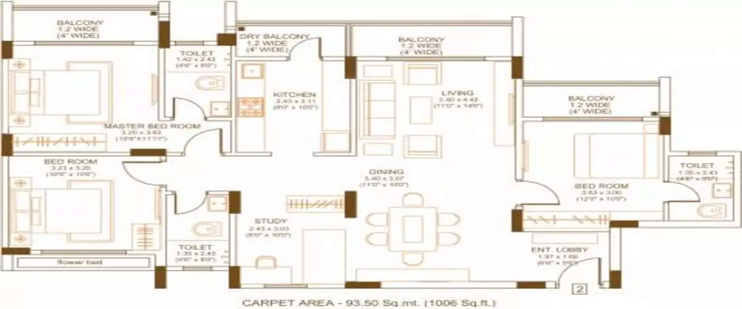 Floor plan for 3.5 BHK