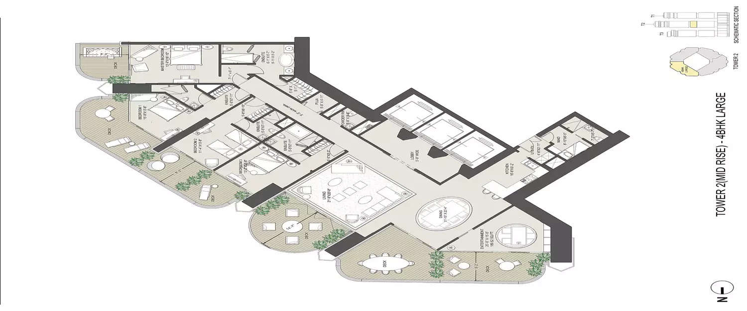Floor plan for 4 BHK