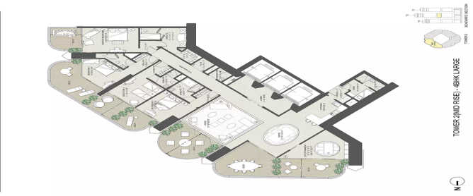 Omkar 1973 Worli - Floor plan 4 BHK 3700 Sq.ft