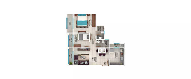 Ekta Regent Park Virar - Floor plan 2 BHK 598 Sq.ft