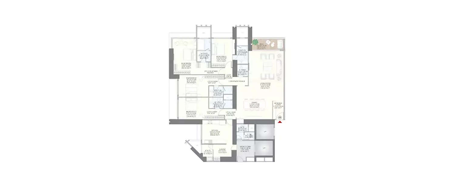 Floor plan for 4 BHK