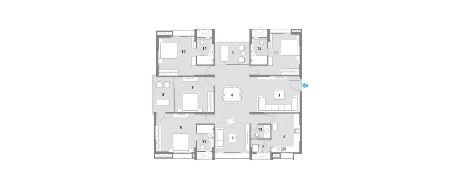 Floor plan for 4 BHK