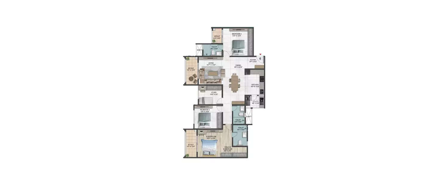 Floor plan for 3.5 BHK