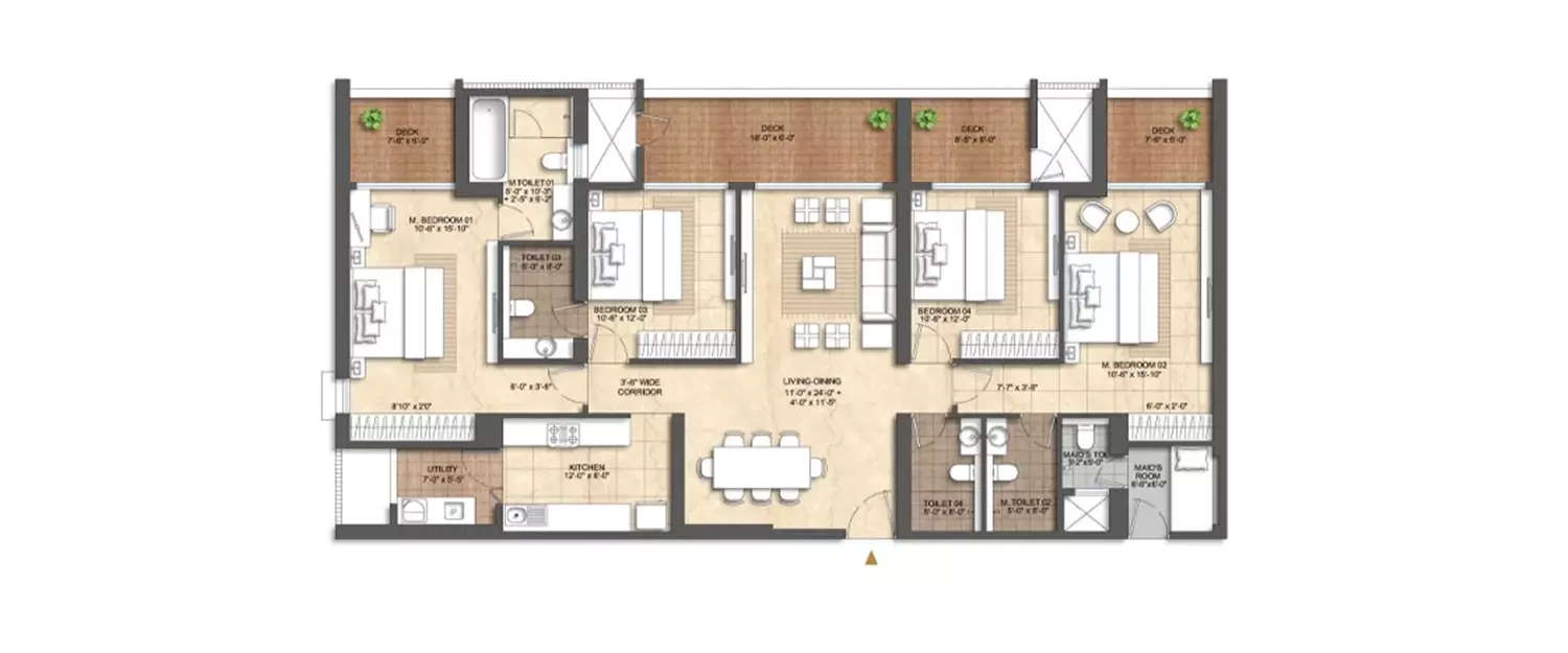 Floor plan for 4 BHK