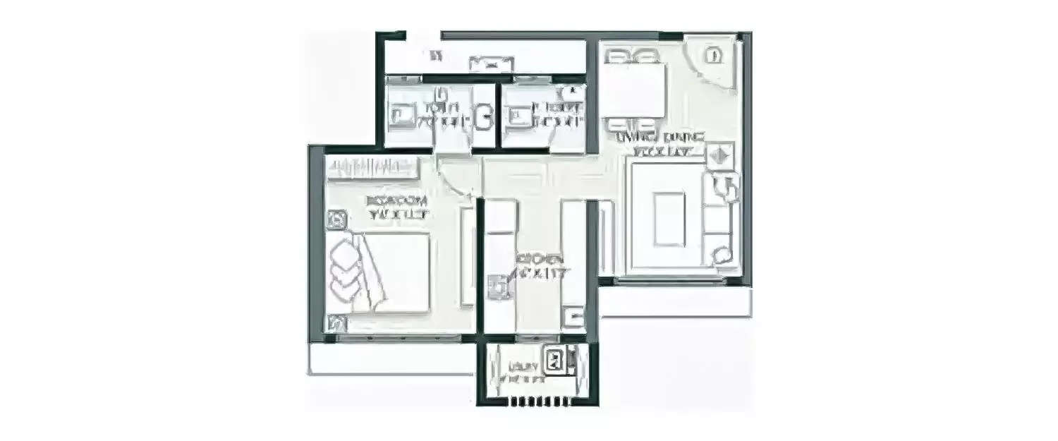 Floor plan for 1 BHK