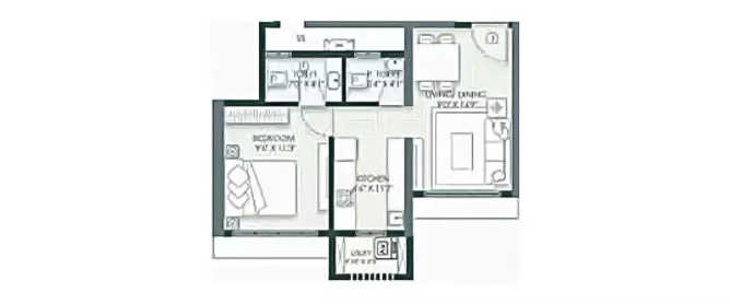 Paradigm Alaya Oshiwara - Floor plan 1 BHK 466 Sq.ft