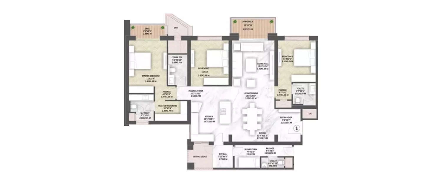 Floor plan for 3.5 BHK