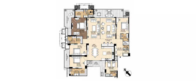Purvanchal Royal Atlantis Ahmamau - Floor plan 4 BHK 2955 Sq.ft