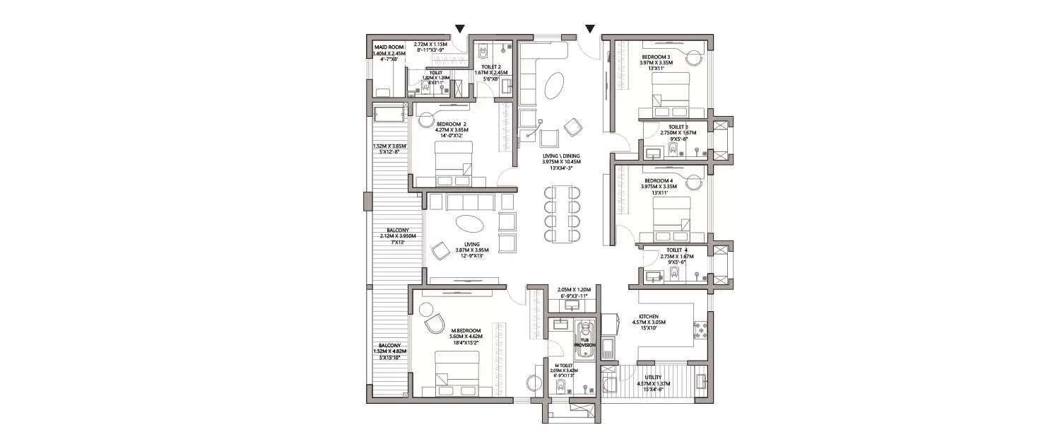 Floor plan for 4 BHK