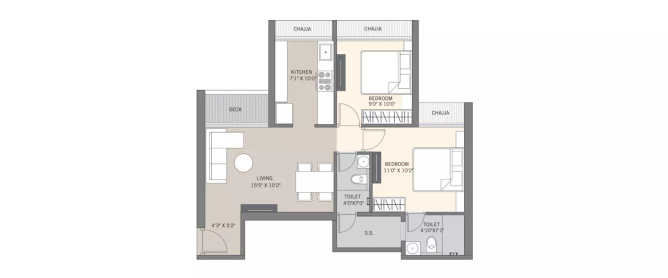 Satyam Regents Park Kharghar - Floor plan 2 BHK 562 Sq.ft