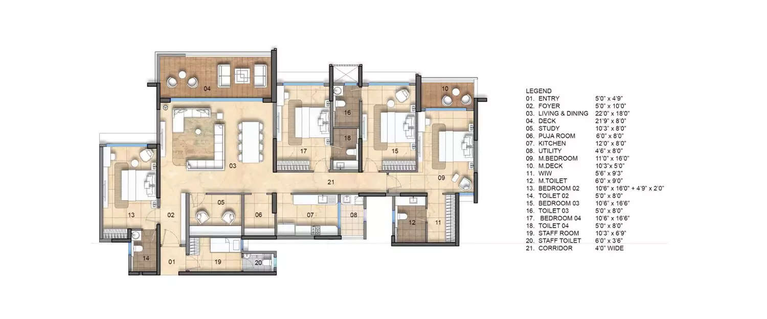 Floor plan for 4 BHK