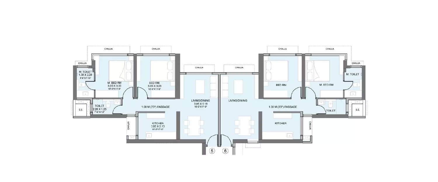 Floor plan for 2 BHK