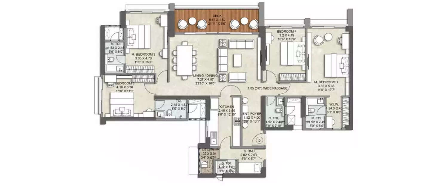 Floor plan for 4 BHK