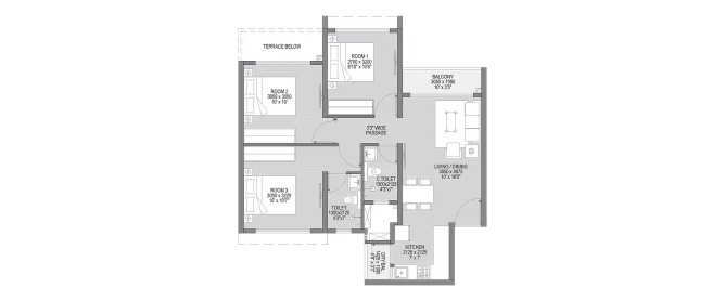 Godrej Forest Grove Mamurdi - Floor plan 3 BHK 750 Sq.ft